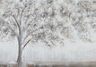 Tree Shadow Oil Painting Wallpaper Mural | Abstract Tree Shadow - modern minimalist tree silhouette in gray tones with textured snowfall pattern