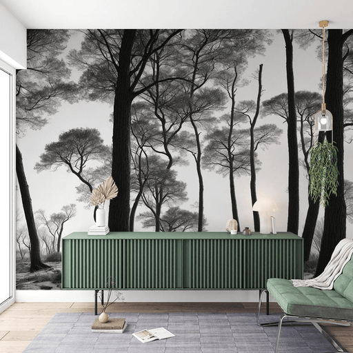Tree Wallpaper Black and White Forest - Carving wallpaper