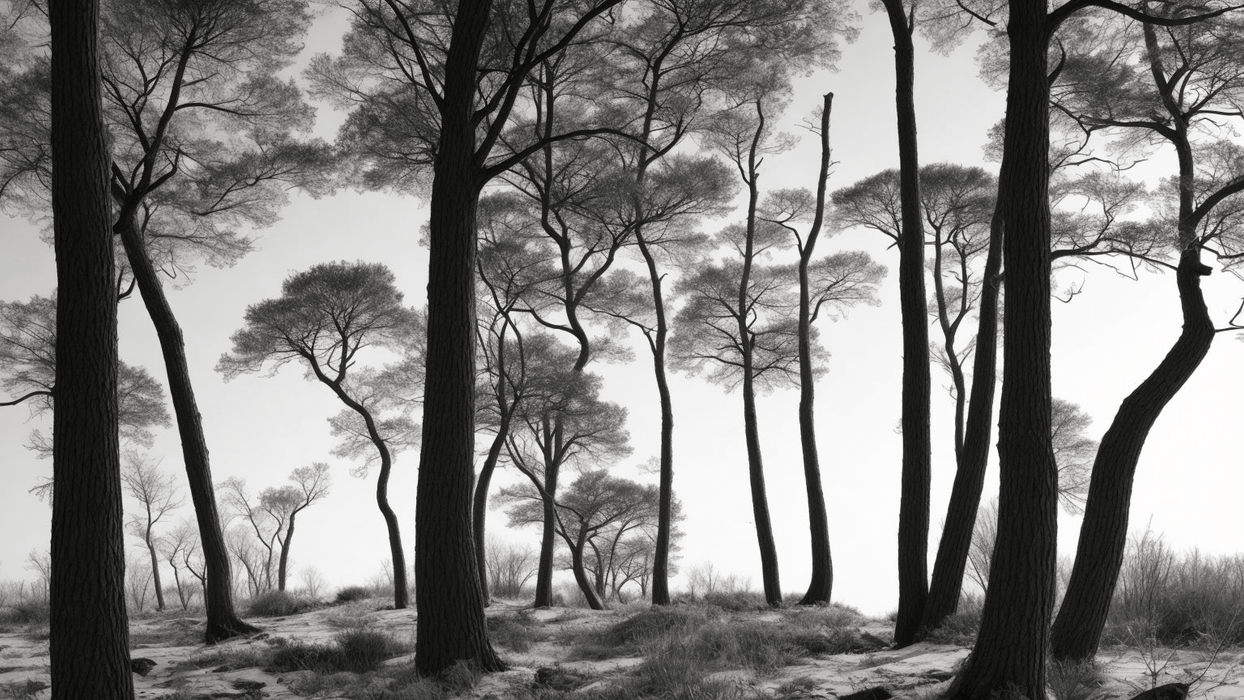 Tree Wallpaper Black and White Forest - Carving wallpaper