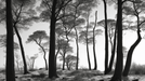 Tree Wallpaper Black and White Forest - Carving wallpaper