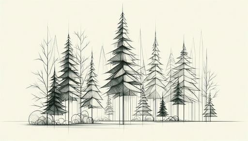 Tree Wallpaper Fir Forest Sketch - Carving wallpaper