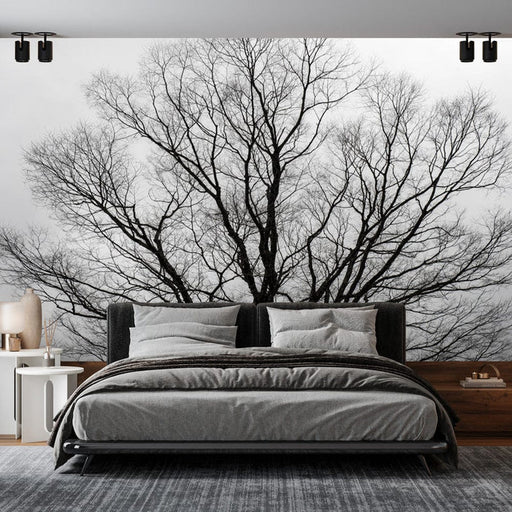 Tree Wallpaper Mural | Black and White - Carving wallpaper