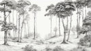 Tree Wallpaper Mural | Black and White Animated Forest - Carving wallpaper