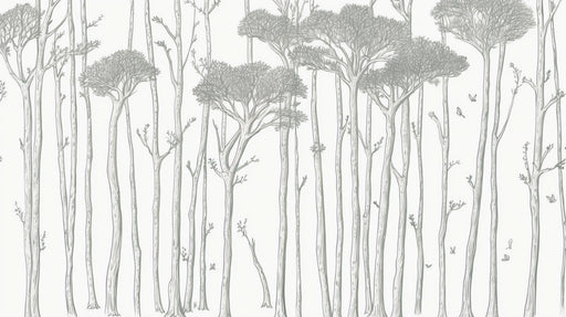 Tree wallpaper mural | Black and white forest - Carving wallpaper