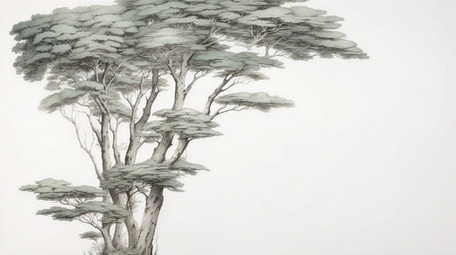Tree wallpaper mural | Branches and leaves dyed with light ink - Carving wallpaper