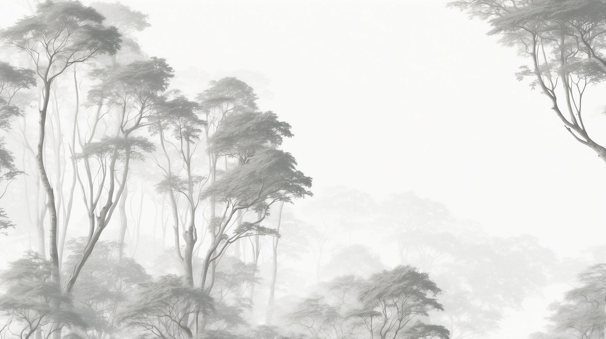Tree Wallpaper Mural | Realism in the Misty Forest - Carving wallpaper