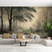 Tree wallpaper mural | Retro black and white fern forest - Carving wallpaper