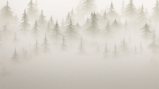 Tree wallpaper mural | Shadow and fog of fir forest - Carving wallpaper