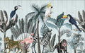 Tropical animal and plant mural wallpaper | Zebra parrot flamingo children's wallpaper - Carving wallpaper