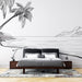 Tropical Beach Wallpaper Mural | Black and White Style - Carving wallpaper