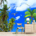 Tropical beach wallpaper mural | Standing coconut trees - Carving wallpaper