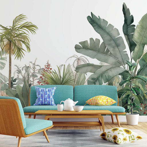 Tropical Botanical Wallpaper Mural | Fresh & Elegant Nature-Inspired Design for Living Room & Bedroom