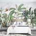 Tropical Flamingo & Plant Wallpaper Mural - Marble Green Forest Design