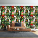Tropical Flower and Bird Wallpaper | Jungle Style Art Mural: vibrant parrots, tropical flowers, and lush greenery decorating living room backdrop