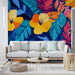 Tropical Flower Wallpaper Mural | Colorful Plants - Carving wallpaper