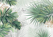 Tropical green plant leaf mural | Green leaf butterfly wallpaper - Carving wallpaper
