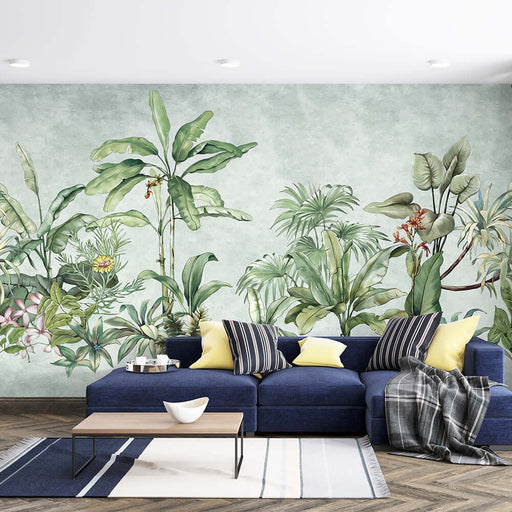 Tropical green plant wallpaper living room bedroom forest style fresh decorative wall