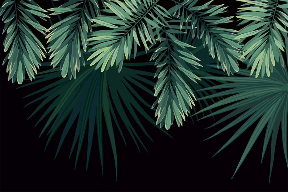 Tropical green plant wallpaper mural | Forest style decorative wall in living room and bedroom