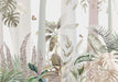 Tropical green plant wallpaper | Natural decoration painting for bedroom and living room - rainforest sanctuary design with tropical greenery and butterfly elements