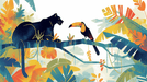 Tropical Jungle Black Panther toucan Wallpaper | Children's Room Bedroom Decorative Wall