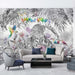 Tropical Jungle Flower and Bird Wallpaper Mural | Rainforest Style Wallpaper