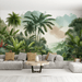 Tropical Jungle Wallpaper, Large Jungle, Green Watercolor Painting - Carving wallpaper