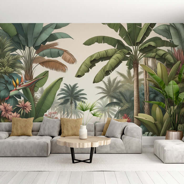 Tropical Jungle Wallpaper Mural | Living Room Bedroom Natural Wind Decorative Wall