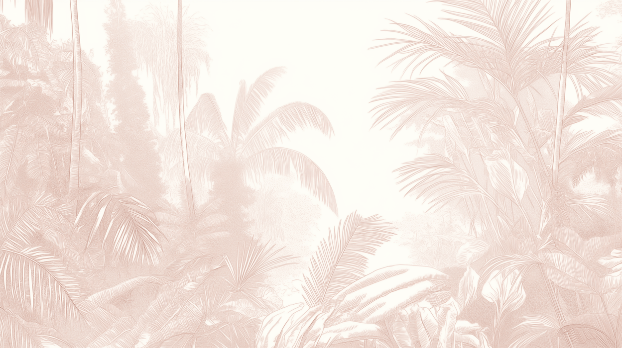 Tropical Leaf Wallpaper Mural | Beige Monochrome - Carving wallpaper