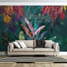 Tropical Leaf Wallpaper Mural | Colorful Rainforest - Carving wallpaper