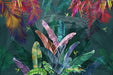 Tropical Leaf Wallpaper Mural | Colorful Rainforest - Carving wallpaper