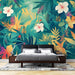 Tropical leaf wallpaper mural | Multi colored vegetation - Carving wallpaper