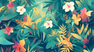 Tropical leaf wallpaper mural | Multi colored vegetation - Carving wallpaper
