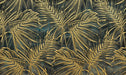 Tropical leaf wallpaper mural | palm leaf pattern in gold on dark background - Carving wallpaper