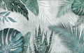 Tropical Leaf Wallpaper Mural | Tropical Leaf Green Plant Wind Mural - Carving wallpaper