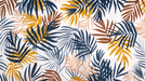 Tropical palm leaf wallpaper mural | Blue, brown, yellow and other colors - Carving wallpaper