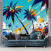Tropical Palm Wallpaper Mural | Colorful Seaside Scenery - Carving wallpaper