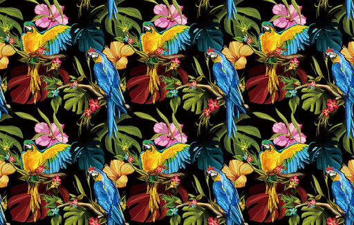 Tropical Parrot Flower Wallpaper Mural | Retro Art Decoration in Living Room and Bedroom - Carving wallpaper