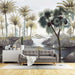 Tropical Plant Landscape Wallpaper Mural | Palm Trees, Egrets, and Rivers - Carving wallpaper