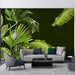 Tropical plant leaf mural | Fresh green broad - leaved wallpaper - Carving wallpaper