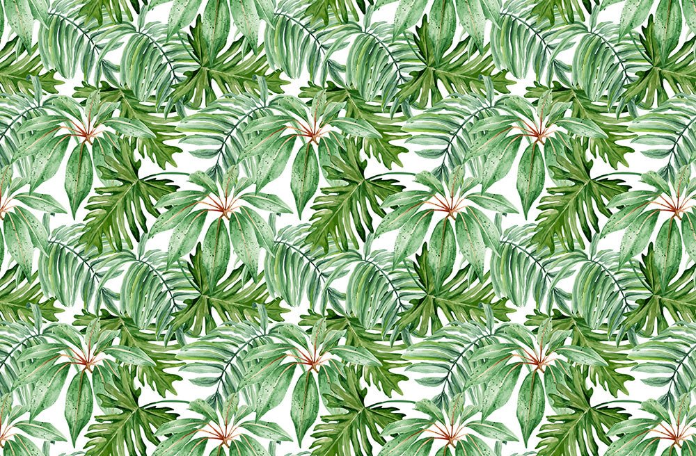 Tropical plant leaf wallpaper mural | Green leaves - Carving wallpaper