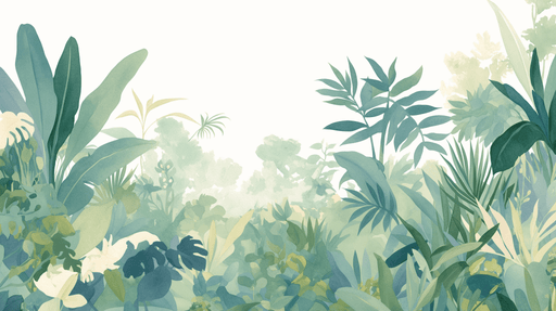 Tropical plant wallpaper mural | Fresh green plants - Carving wallpaper