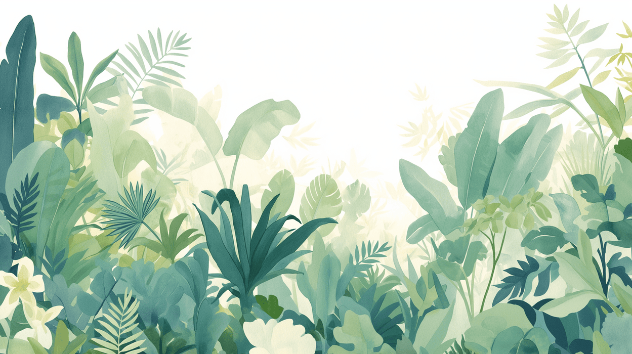 Tropical plant wallpaper mural | Rich and diverse green jungle - Carving wallpaper