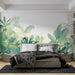 Tropical plant wallpaper mural | Rich and diverse green jungle - Carving wallpaper