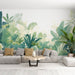 Tropical plant wallpaper mural | Rich and diverse green jungle - Carving wallpaper