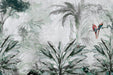 Tropical plant wallpaper mural | with parrot wallpaper full of natural wild interest - Carving wallpaper