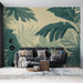 Tropical Plant Wallpaper Mural | Yellow Green Tone - Carving wallpaper