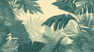 Tropical Plant Wallpaper Mural | Yellow Green Tone - Carving wallpaper