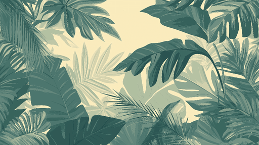 Tropical Plant Wallpaper Mural | Yellow Green Tone - Carving wallpaper