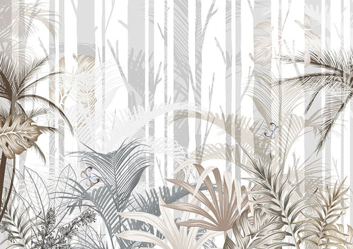 Tropical plant wallpaper | Palm leaf plant mural - Carving wallpaper