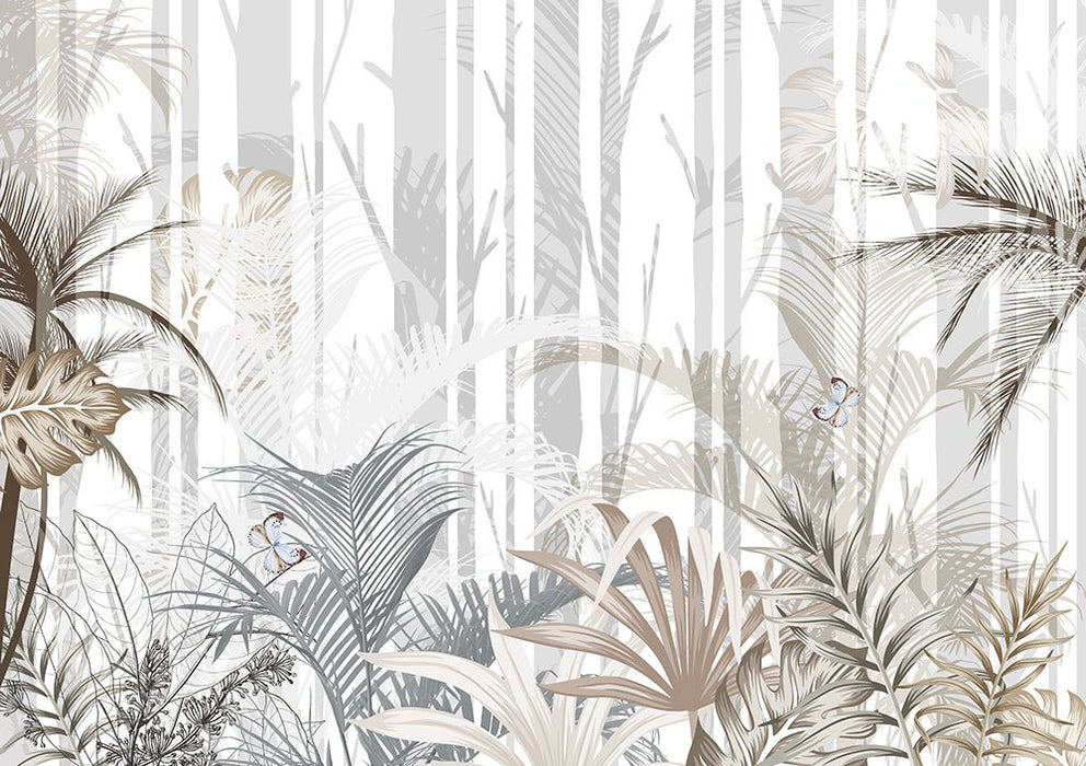 Tropical plant wallpaper | Palm leaf plant mural - Carving wallpaper